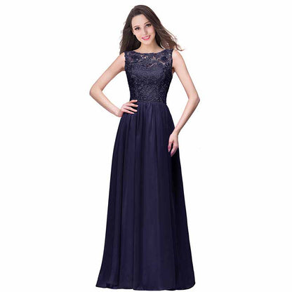 Women's Lace Chiffon Bridesmaid Dress Sleeveless Formal Wedding Party Dress