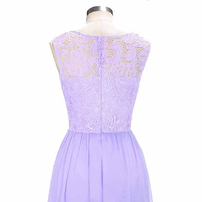 Women's Lace Chiffon Bridesmaid Dress Sleeveless Formal Wedding Party Dress