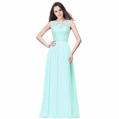 Women's Lace Chiffon Bridesmaid Dress Sleeveless Formal Wedding Party Dress