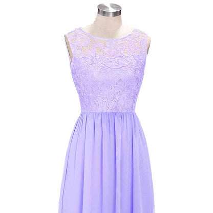 Women's Lace Chiffon Bridesmaid Dress Sleeveless Formal Wedding Party Dress