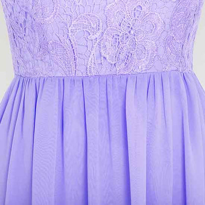 Women's Lace Chiffon Bridesmaid Dress Sleeveless Formal Wedding Party Dress