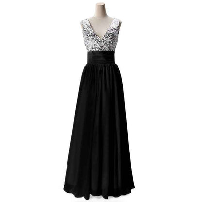 Women's Long Formal Sequin Chiffon Evening Prom Dress