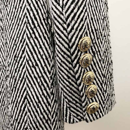 Women's Herringbone Coat Double Breasted Fashion Coats