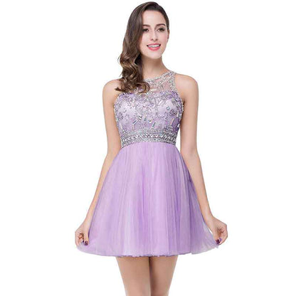 Women's A Line Tulle Juniors Short Prom Party Dress Cocktail Party Gown