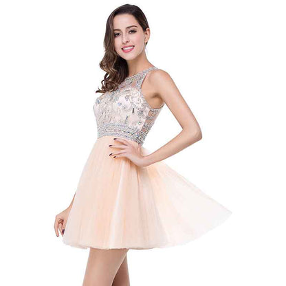 Women's A Line Tulle Juniors Short Prom Party Dress Cocktail Party Gown