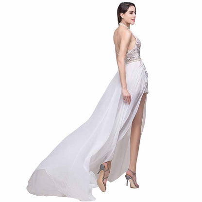 Women Sexy Evening Gown Fishtail Maxi Dress Split Maxi Long Dress