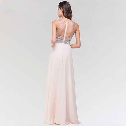 Women's Long Bridesmaid Dresses Beaded Chiffon Evening Prom Dress