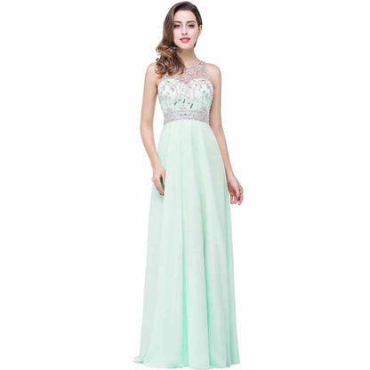 Women's Long Bridesmaid Dresses Beaded Chiffon Evening Prom Dress