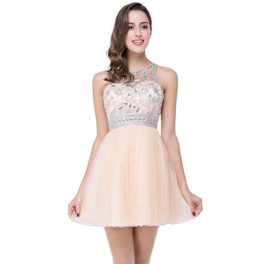 Women's A Line Tulle Juniors Short Prom Party Dress Cocktail Party Gown