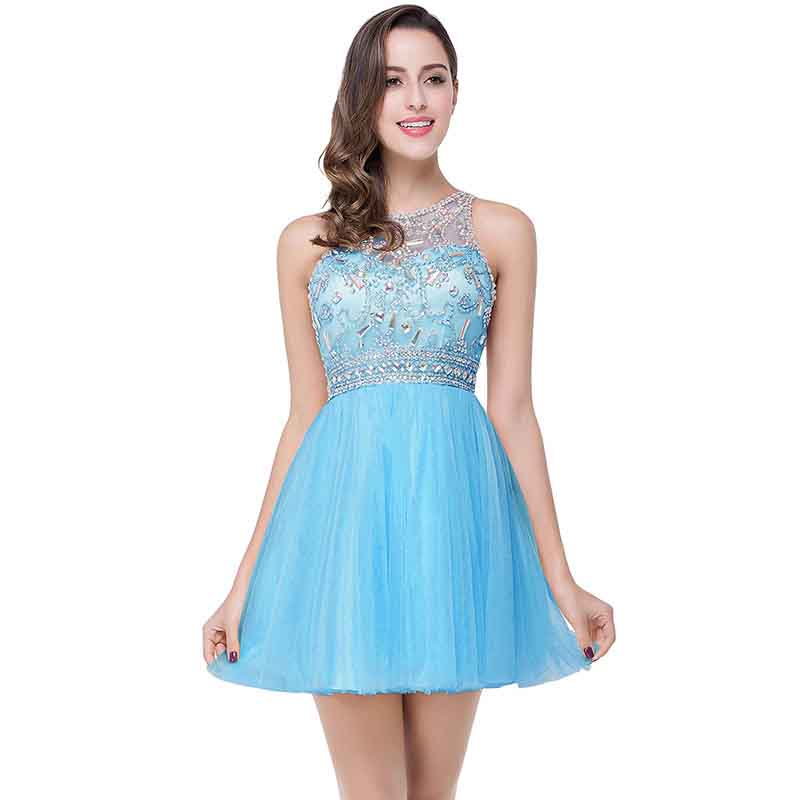 Women's A Line Tulle Juniors Short Prom Party Dress Cocktail Party Gown