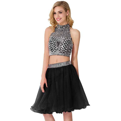 Women's Prom Dress Short For Juniors 2 Piece Cocktail Party Gown