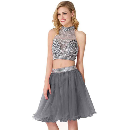 Women's Prom Dress Short For Juniors 2 Piece Cocktail Party Gown
