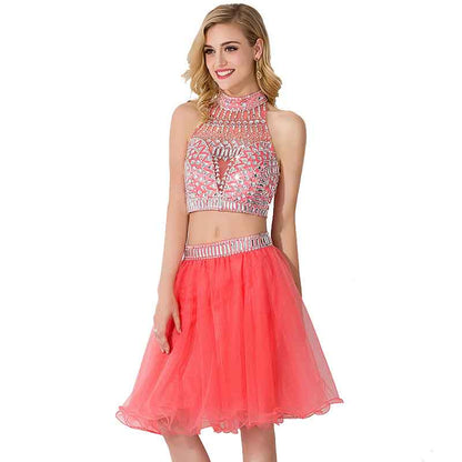 Women's Prom Dress Short For Juniors 2 Piece Cocktail Party Gown