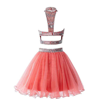 Women's Prom Dress Short For Juniors 2 Piece Cocktail Party Gown