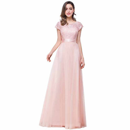 Women Lace Bridesmaid Dress Sleeveless Maxi Evening Prom Dresses