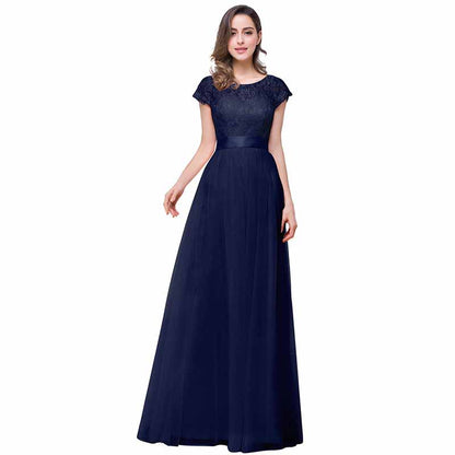 Women Lace Bridesmaid Dress Sleeveless Maxi Evening Prom Dresses