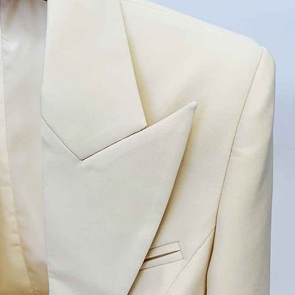 Women's Hollowed Suits Wide Leg Trouser Suit 2 Piece Pantsuits In Apricot