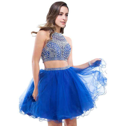 Women's Prom Dress Short For Juniors 2 Piece Cocktail Party Gown