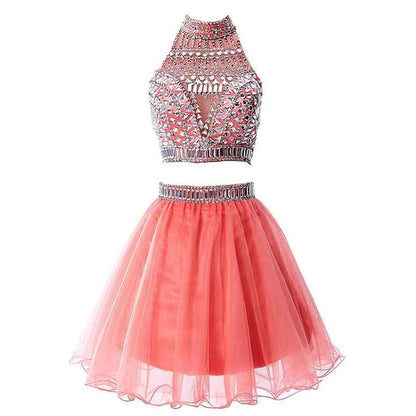 Women's Prom Dress Short For Juniors 2 Piece Cocktail Party Gown