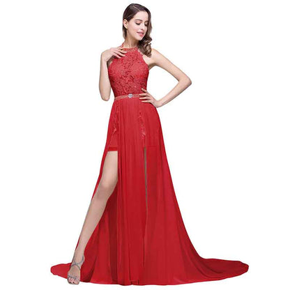 Women Sexy Evening Gown Fishtail Maxi Dress Split Maxi Long Dress