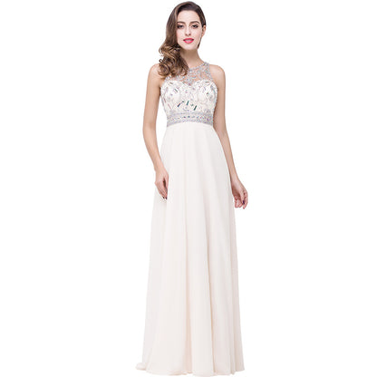 Women's Long Bridesmaid Dresses Beaded Chiffon Evening Prom Dress