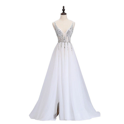 sd-hk Women Long Prom Gowns V Neck Sleeveless Evening Maxi Dress