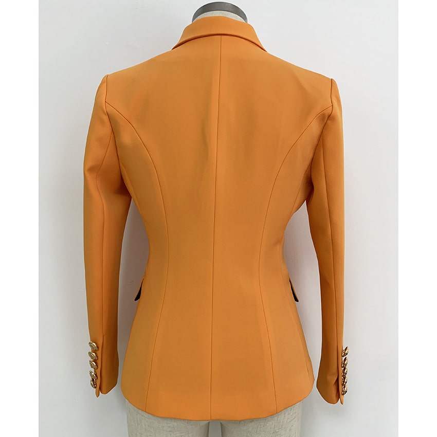 Women's Fitted Gold Lion Buttons Fitted Jacket Golden-orange Blazer