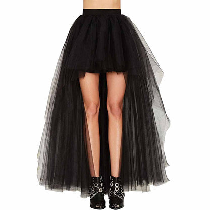 Women High Low Tutu Skirts Layered Mesh Tulle Skirt Princess Wedding Evening Prom Dovetail Skirts