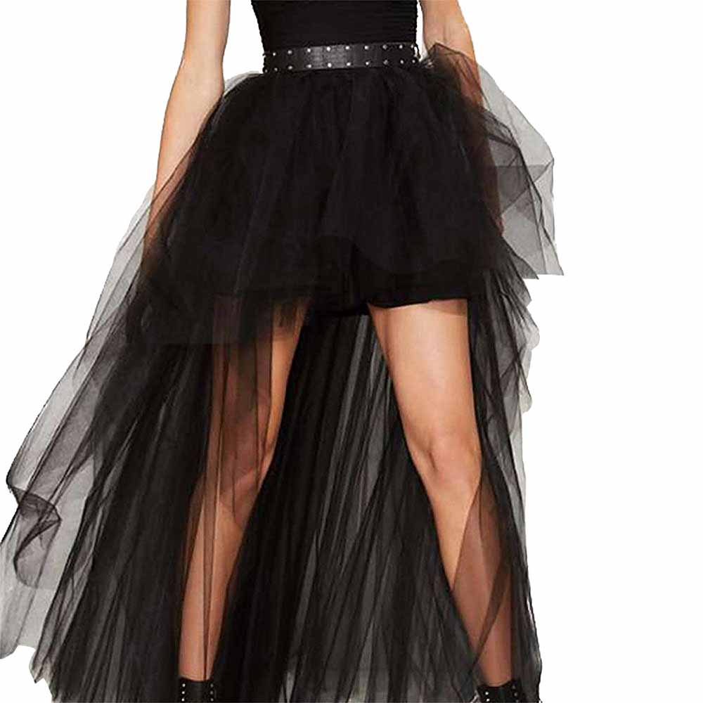 Women High Low Tutu Skirts Layered Mesh Tulle Skirt Princess Wedding Evening Prom Dovetail Skirts