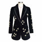 Women Black Diamond-studded blazer Crystal Cashmere Jacket