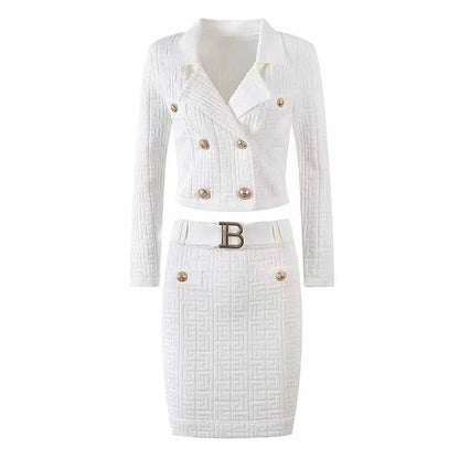 Sexy Cable Bodycon Knitted Skirt Suits Two Piece Skirt Set