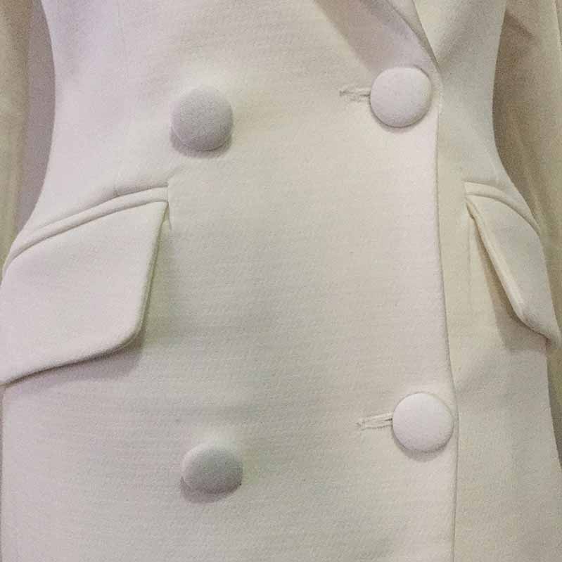 Trendy Long Sleeve Double Breasted Lapel Blazer Mini Dress White