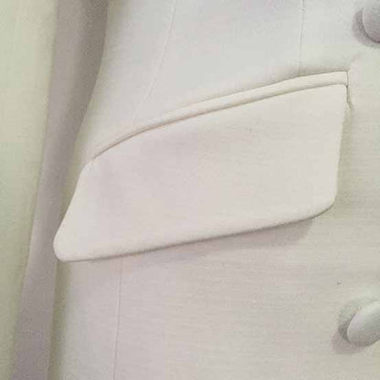 Trendy Long Sleeve Double Breasted Lapel Blazer Mini Dress White