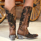 Country cowboy Embroidery boots for women casual mid-calf dress boots