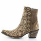 Womens Embroidered Floral Snip Toe Boots Ankle Low Heel Boot