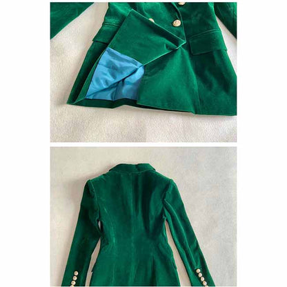 Women formal business suit velvet double-breasted skirt suit