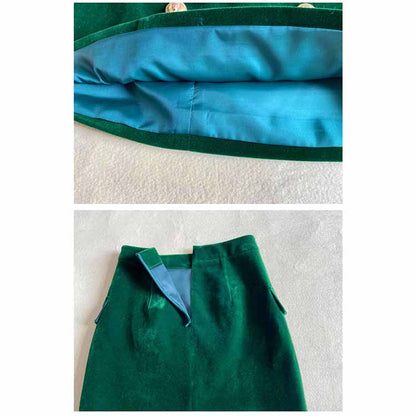 Women formal business suit velvet double-breasted skirt suit