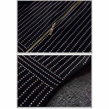 Women Mini Sequin V Neck Long Sleeve Party Dress Heavy industry Body-con Dress