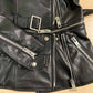Women Black Lace Up Leather Jacket Moto Biker Blazer With Zipper