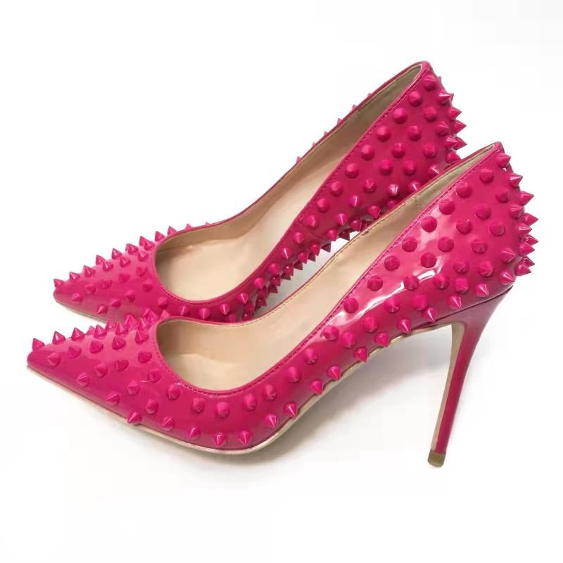 Women Spikes Pumps High Heels Ripped Shoes Slip on Party Stiletto