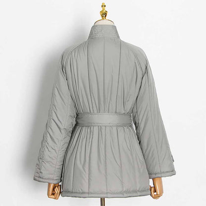 Women's winter down jacket coat lace up outwear casual warm coat