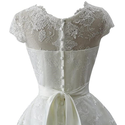 sd-hk White Short Bridesmaid Dress Short Sleeve Wedding Dress Short