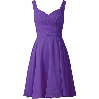 Women's V-Neck Chiffon Bridesmaid Dresses Short Prom Gown