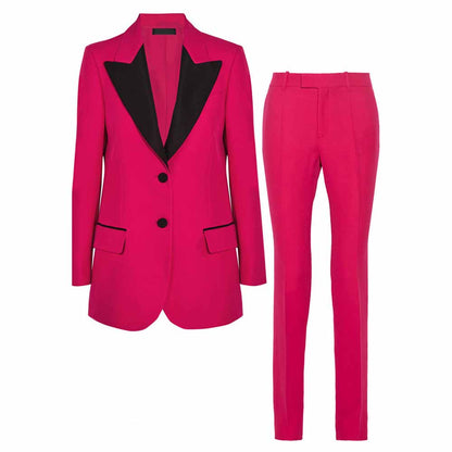 Women Pant Suits 2 Piece Fashion Suits with Blazer Pant Business Suits Color contrast Pantsuits