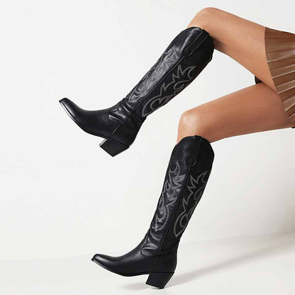 Women's Embroidered Cowgirl Boots Country Style Footwear
