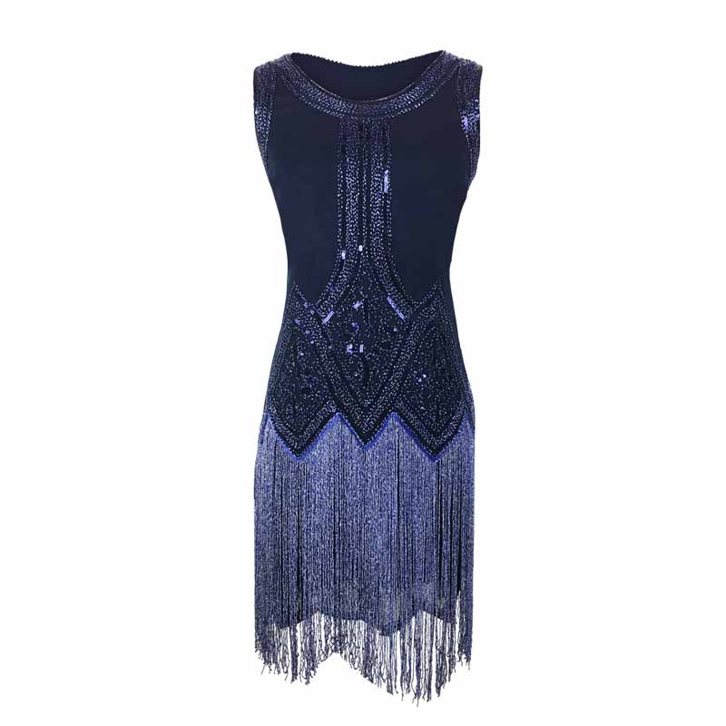 Vintage Christmas Party Fringe Dress Sexy Sequin Evening Dress