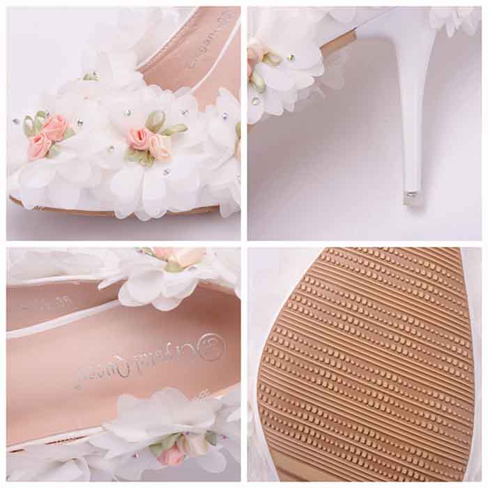 Women's Bridal Stiletto Heel Stick Flowers Bridal Shoes Wedding Heels