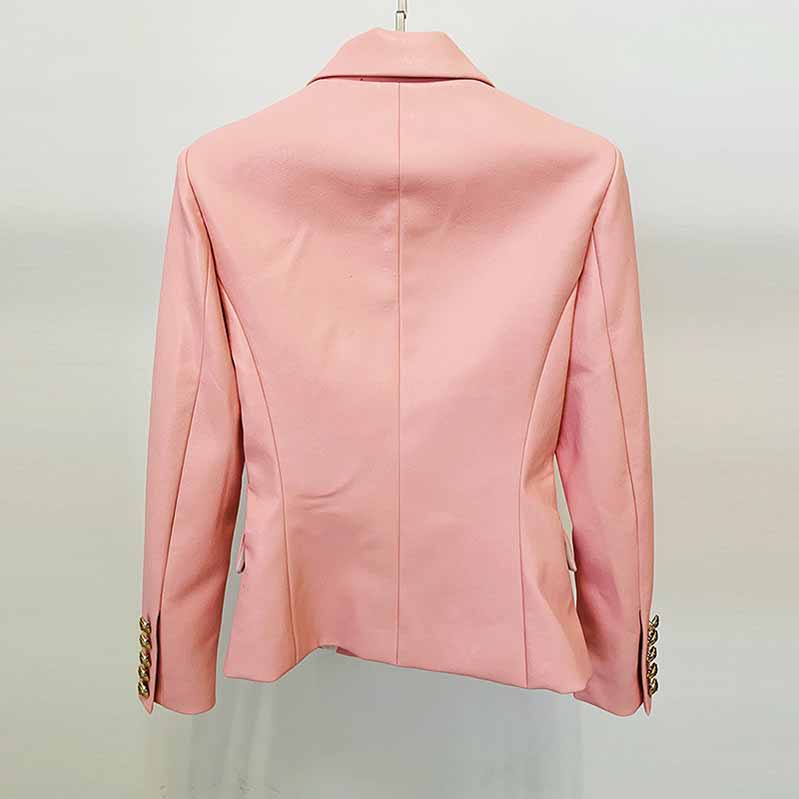 Women's Pink Blazer with Gold Buttons Fashion Coats