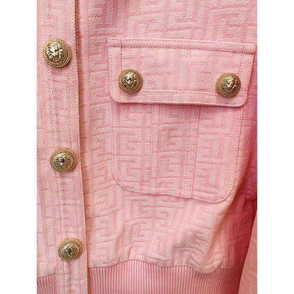 Metal Button Short Blazer & Shorts Suit In Pink