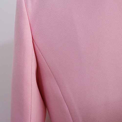 Women's Pink Coats & Jacket Long Sleeves Blazer Breasted Coat